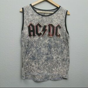 LIVE NATION ACDC BAND graphic tee SLEEVELESS BURNOUT TEE SHIRT MED